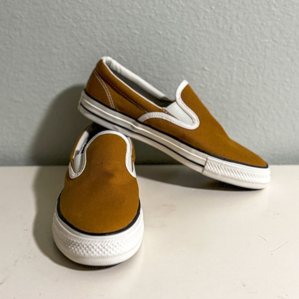 NWOT Converse Chucks Low Top Slip On Mustard Tan Canvas Custom Sneakers